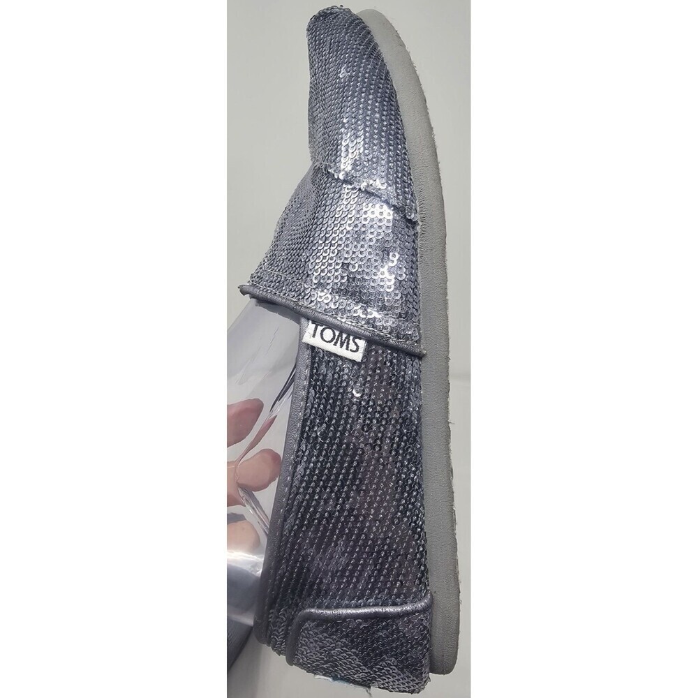 TOMS Pewter Sequin Classics Slip On Flats Womens Shoes Size W7.5 - Picture 8 of 11